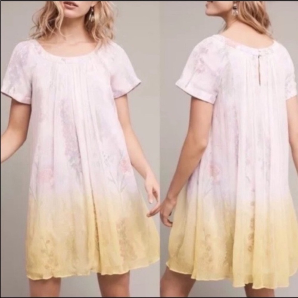 Anthro HD in Paris Chroma Dress Floral Dip Dye Ombre Brunch Shower Spring Summer